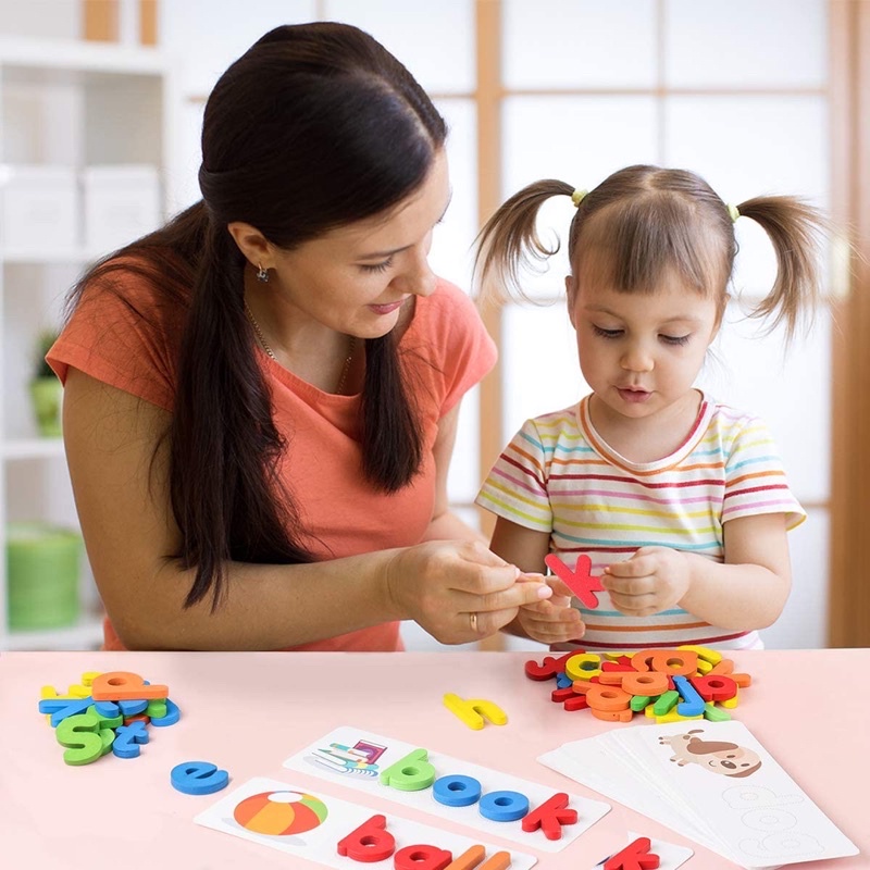CC Learning Children Jigsaw Letter Montessori Spell word game wooden ...