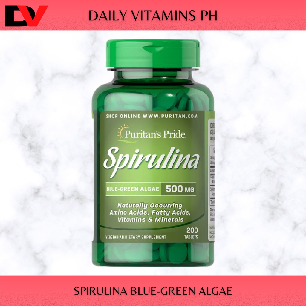 Puritan’s Pride Spirulina BlueGreen Algae 500mg, 200 Tablets Shopee