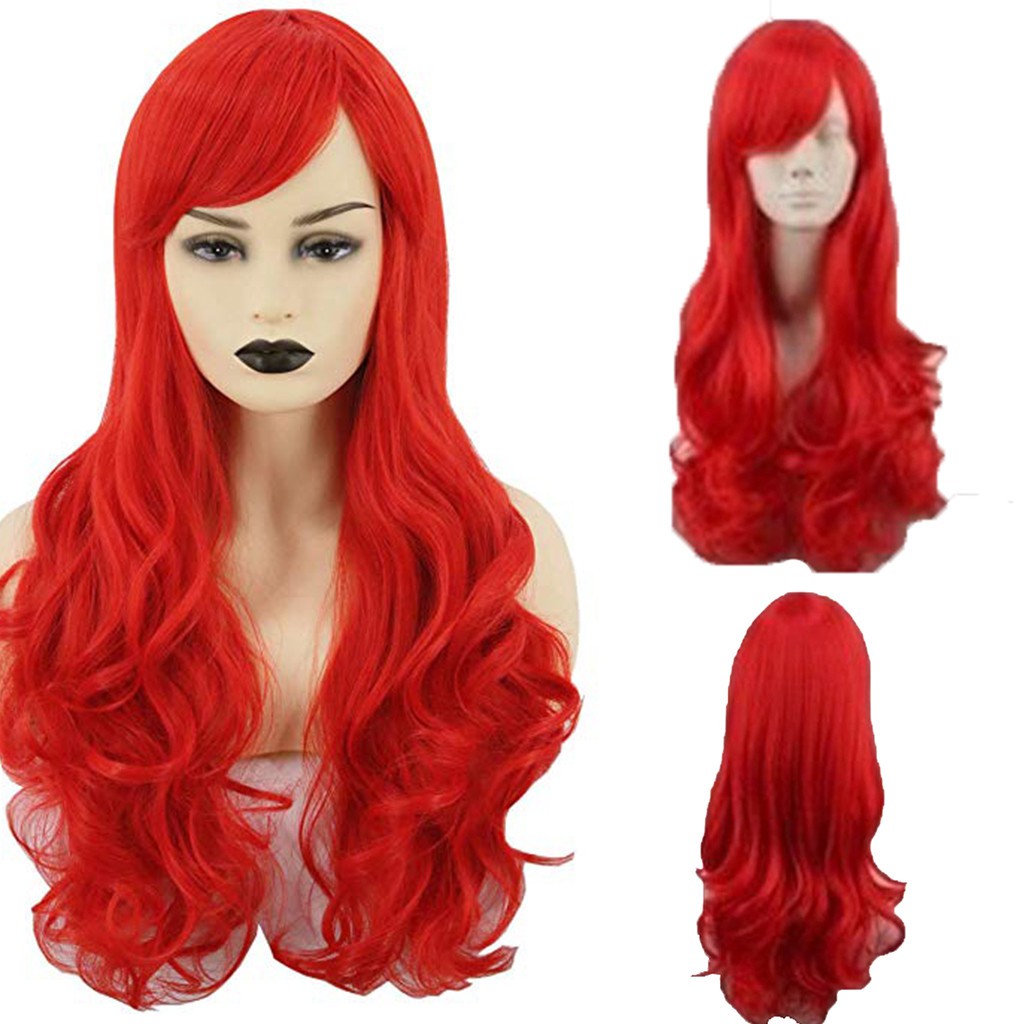 Little Mermaid Ariel wig wavy cosplay wig synthetic long red curly ...