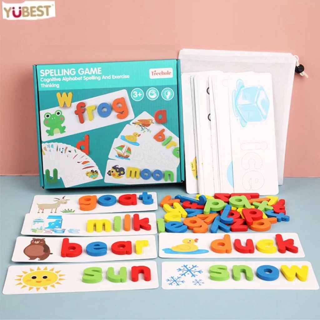 Spelling Game early learnning toys Wooden Word Educational Fun Kids toy ...