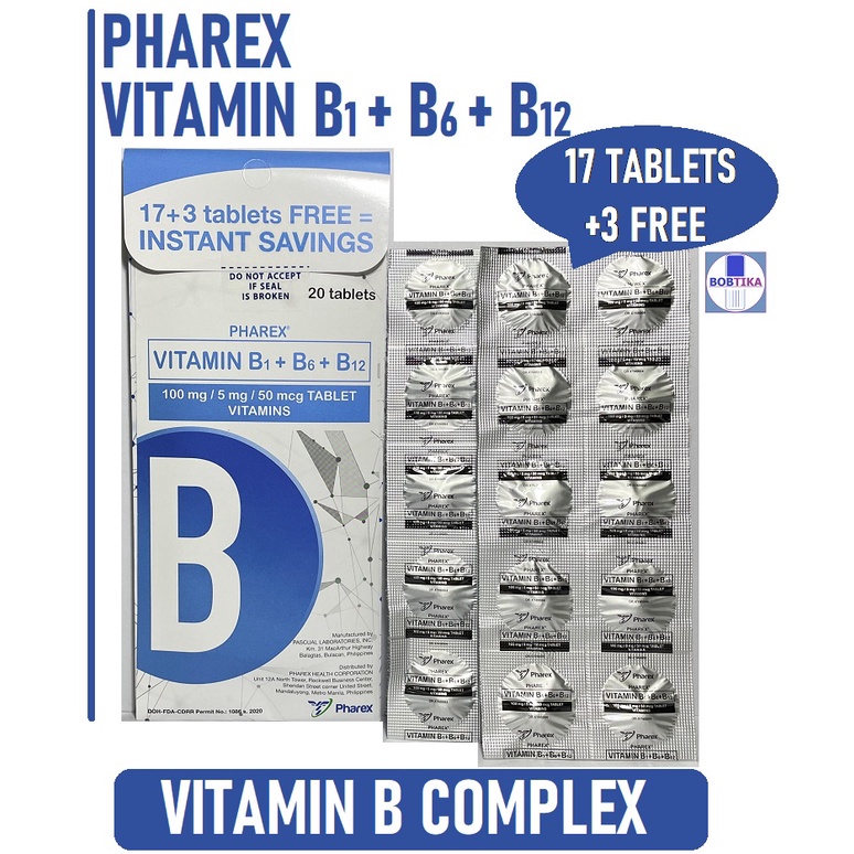 Pharex Vitamin B1+B6+B12 (20 Tablets) 100 Original