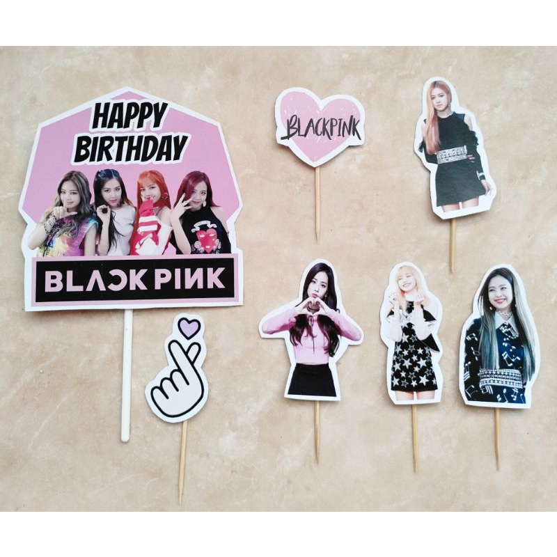 A set Of blackpink black pink Character Birthday cake Toppers | Shopee ...