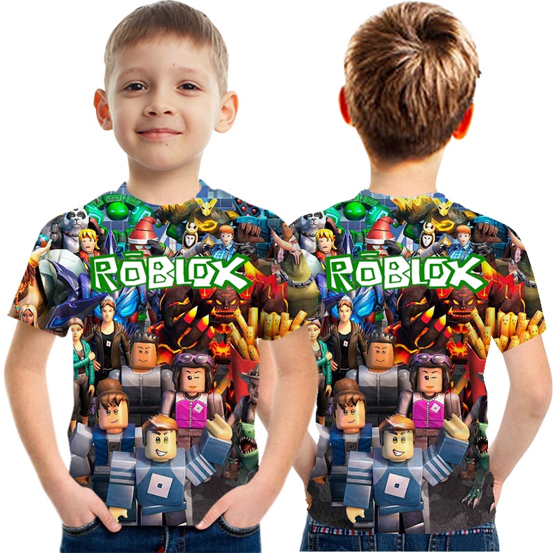 Primavera Verão Roupas Infantis Roblox Cartoon Short Sleeve T-shirt Boys Girls  Roupas Impressas Camisa Top Graphic Tee 2-16years