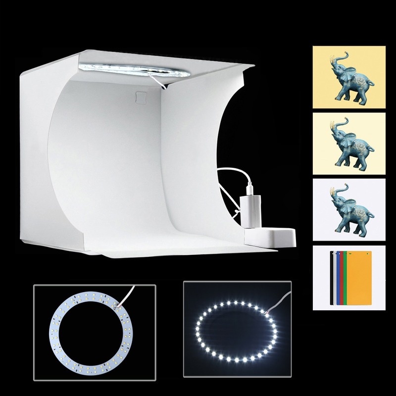 Mini Photography Lightbox Ring LED Adjust Light Photo Studio Box
