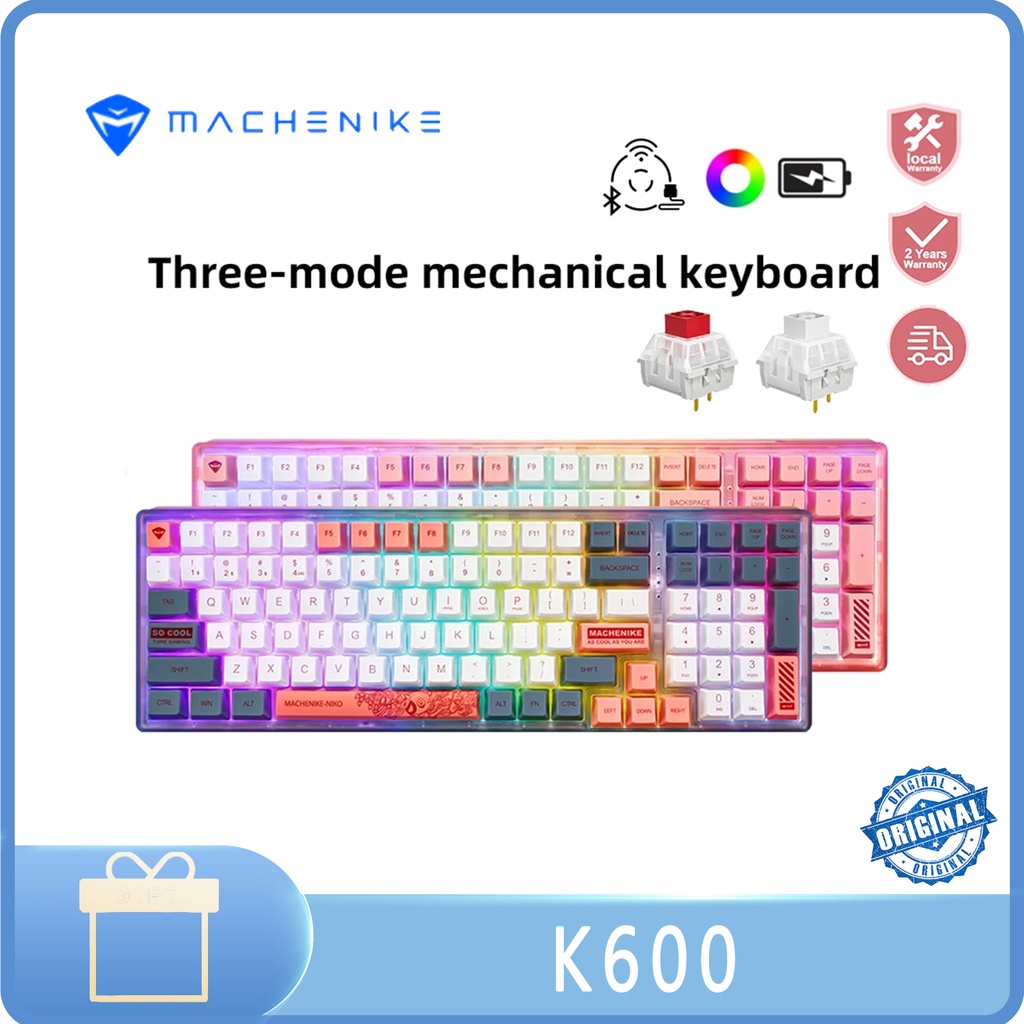 Machenike K600 Three-Mode RGB Game Keyboard Hot Swap Wireless Keyboard ...