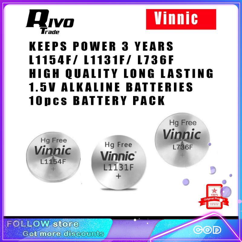 10pc Batteries L736F / L1154F / L1131F VINNIC LONG LASTING BATTERY ALKALINE  1.5V 736 / 1131 / 1154