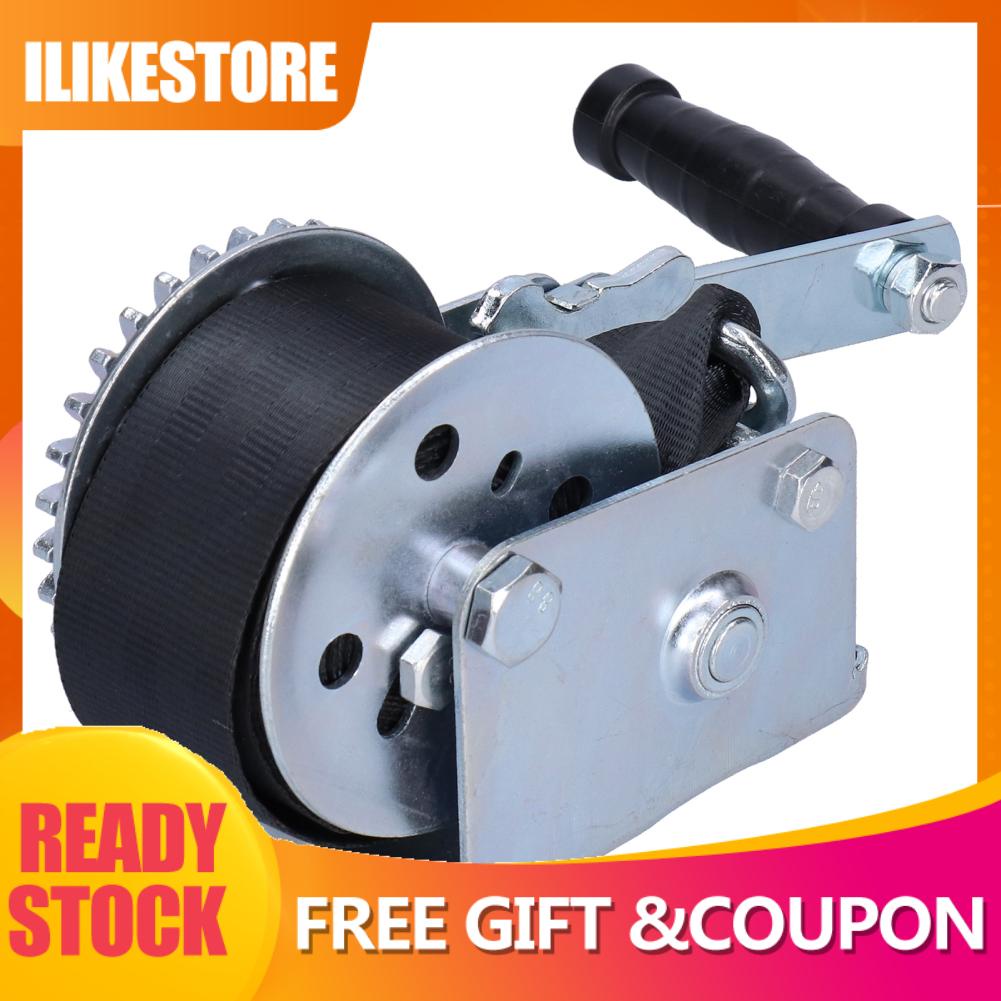Ilike 600LBS Heavy Duty Winch With 6M Strap Hand Crank Cable Gear Boat
