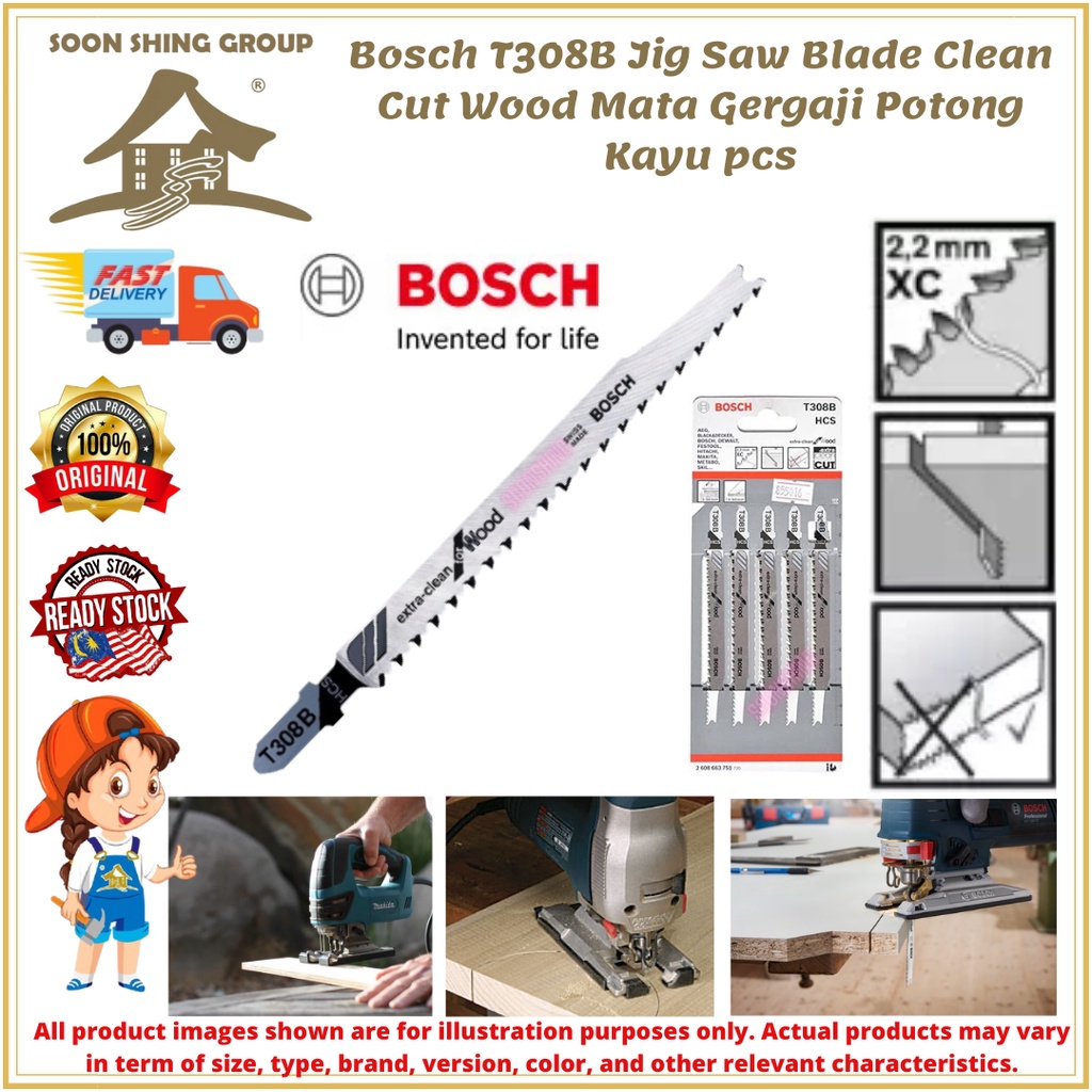 BOSCH Jigsaw Blade T308B Extra Clean for Wood / Mata Gergaji Potong