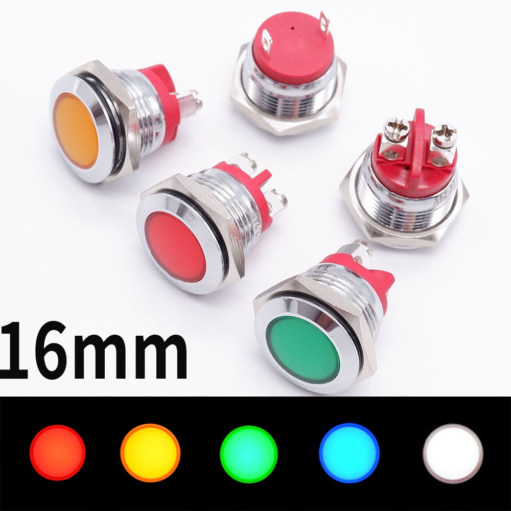 16mm Metal Indicator Light No Wire LED Warning Indicator Round Signal ...