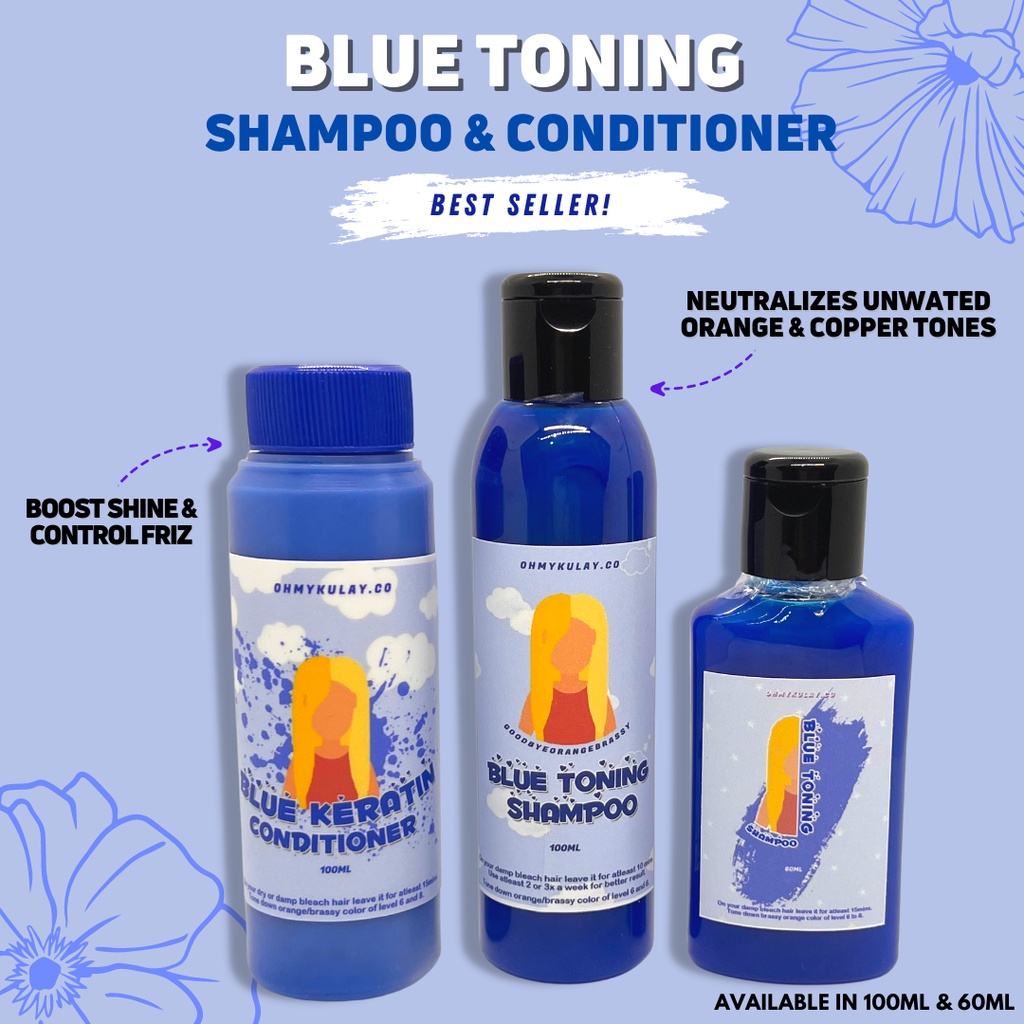 Bye Orange & Brassy hair Blue Toning Shampoo & Conditioner! Onhand
