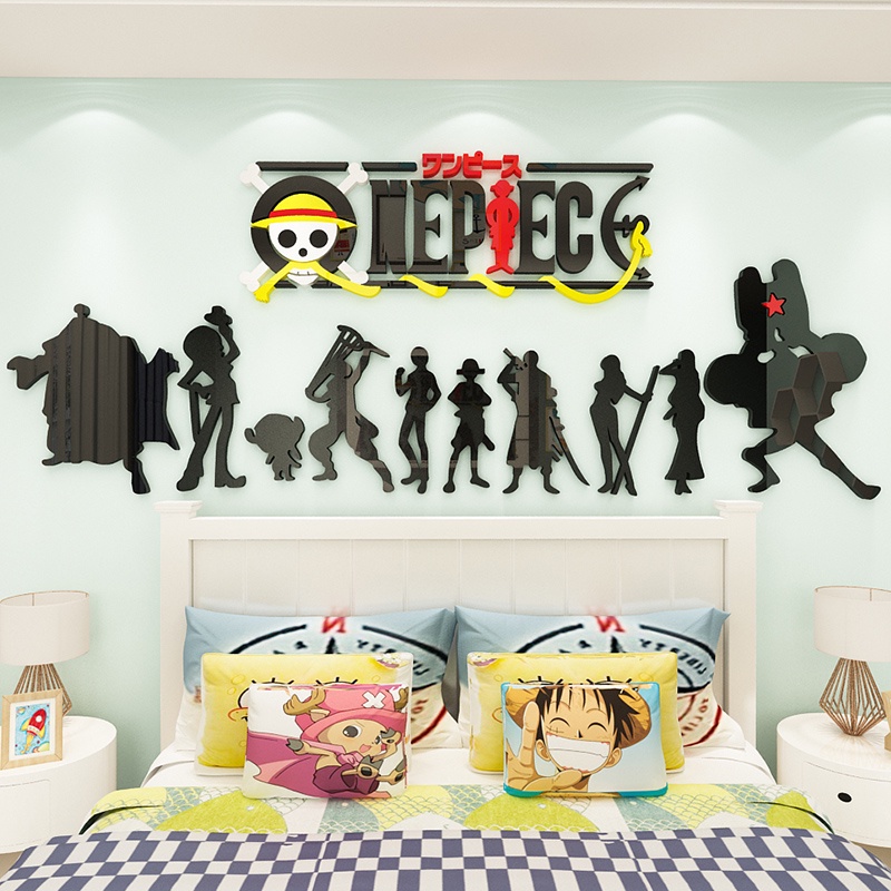 One Piece Cartoon 3D Acrylic Wall Sticker Luffy Zoro Chopper Children's ...
