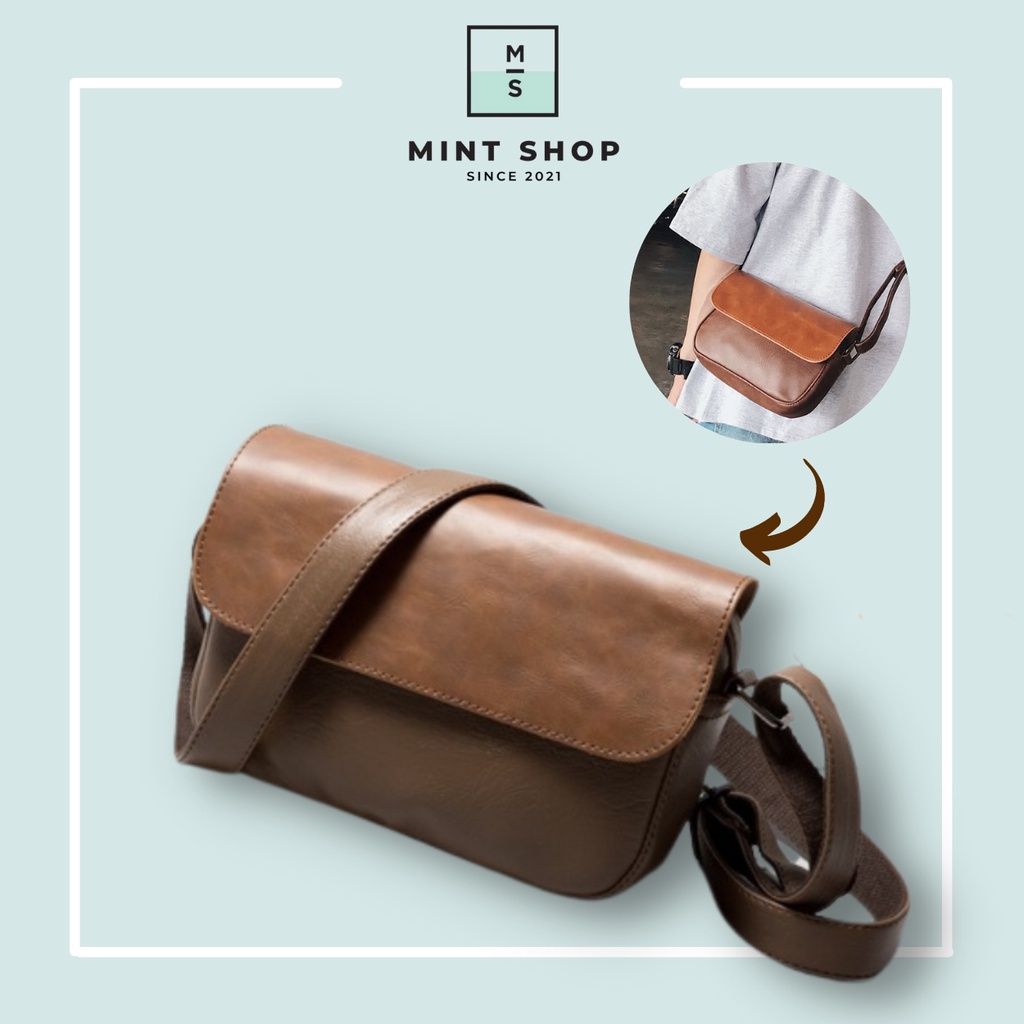 【Philippine cod】 Men's Leather Sling Bag Korean Shoulder Bag Crossbody