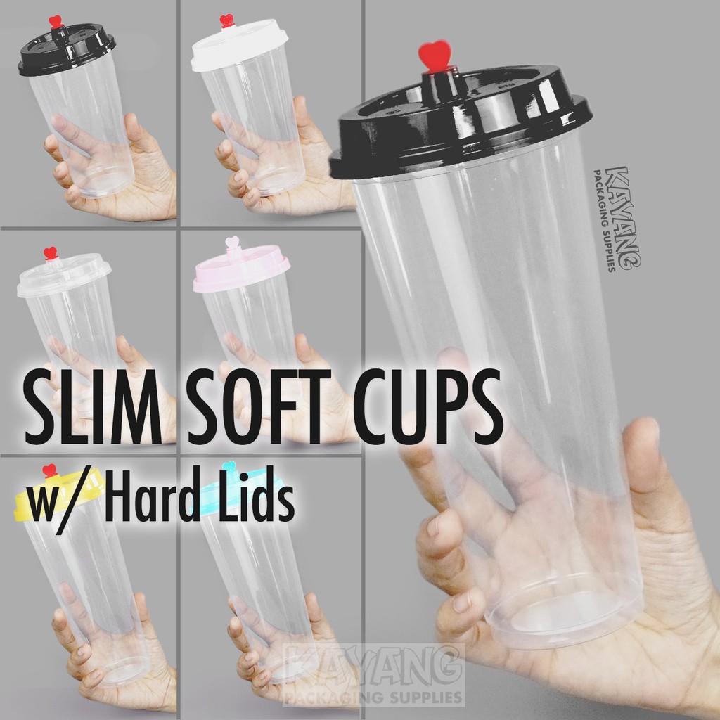 Plastic Slim Soft Cup only 22oz. (700ml) 50pcs. 90mm lid for Milk