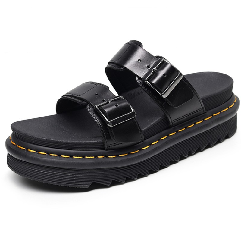 Women's Platform Sandals Men Genuine Leather Sandals Unisex Slippers