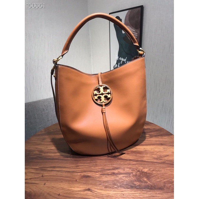 TORY BURCH Miller metal logo slouchy hobo bag Two size