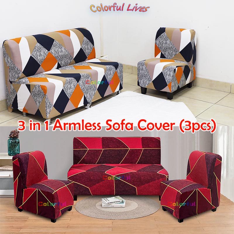 （3pcs）Clara Armless Sofa Cover Set Of 2 Single and 1 2seater Sofa Cover