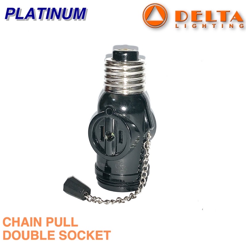 Chain Pull 2 in 1 Double Socket with Bulb Receptacle and Outlet