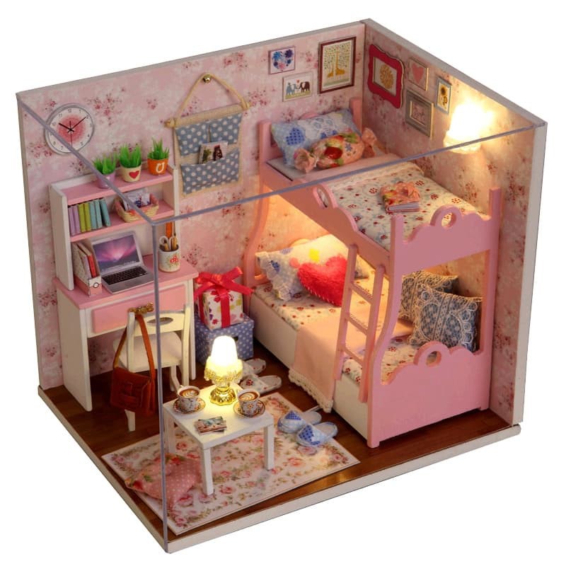Cuteroom DIY Miniature Pink Bedroom Dollhouse | Shopee Philippines
