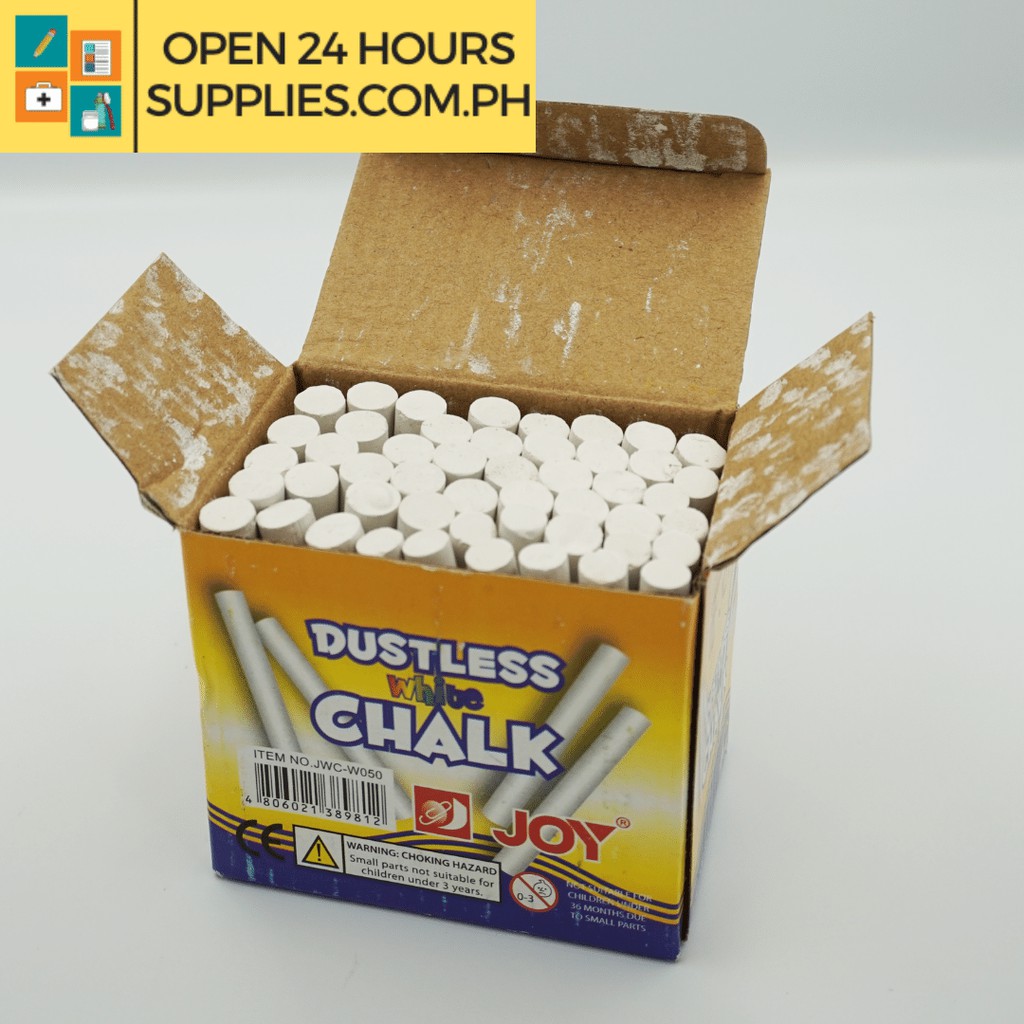 Joy Chalk JOY Dustless White Chalk 1 Big Box 50 Or 100 Pcs. | Shopee ...