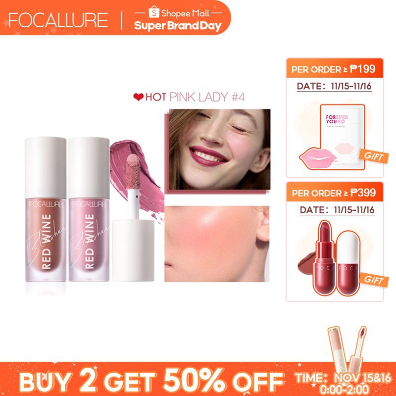 [Ready Stock] FOCALLURE Liquid Blush HANGOVER RED WINE Natural Cheek