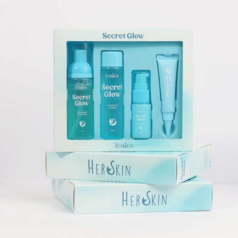 HERSKIN SECRET GLOW Water Gel Hydrator 50ml Foaming Cleanser 160ml