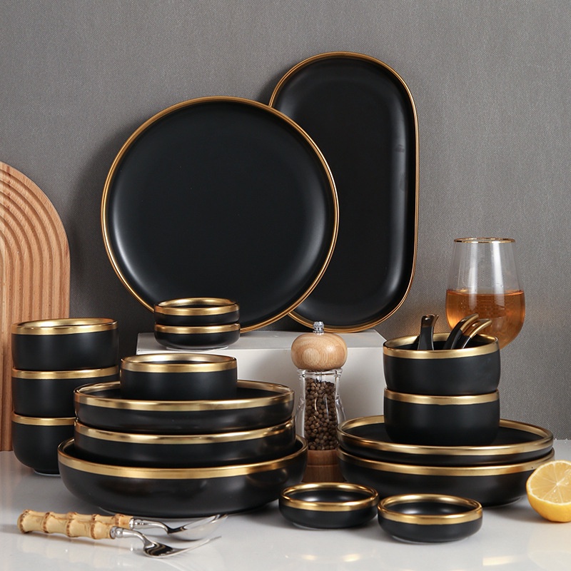 Black and gold outlet dinnerware sets