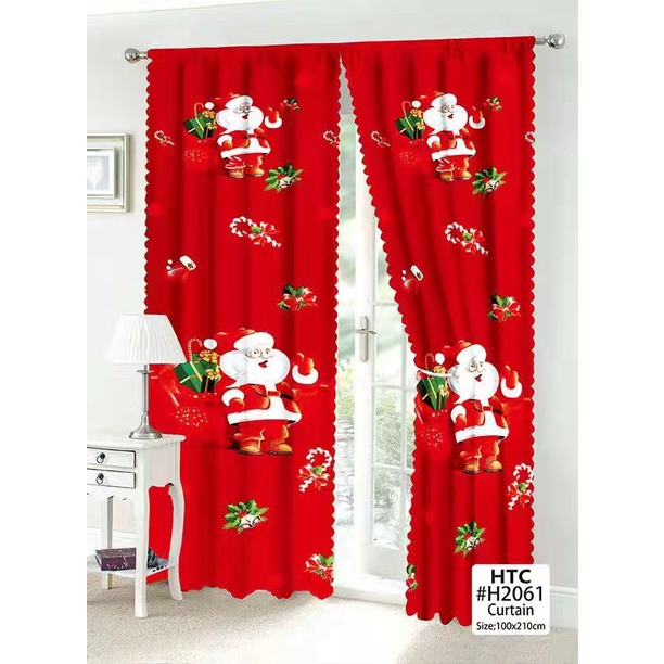 1PC Christmas Theme Home Decoration Curtain Kurtina Window Home ...