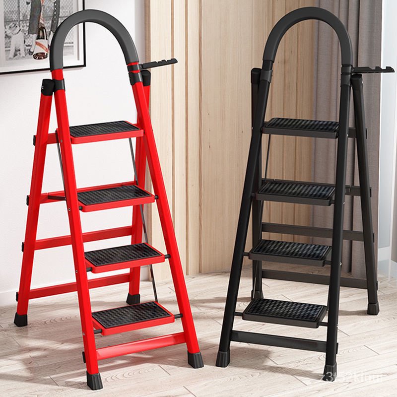 【Stable】Ladder Folding Ladder Carbon Steel Herringbone Ladder Mobile ...