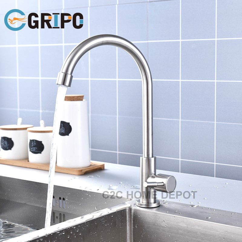 GRIPO sus304 stainless kitchen faucet single cold (GR801) | Shopee ...