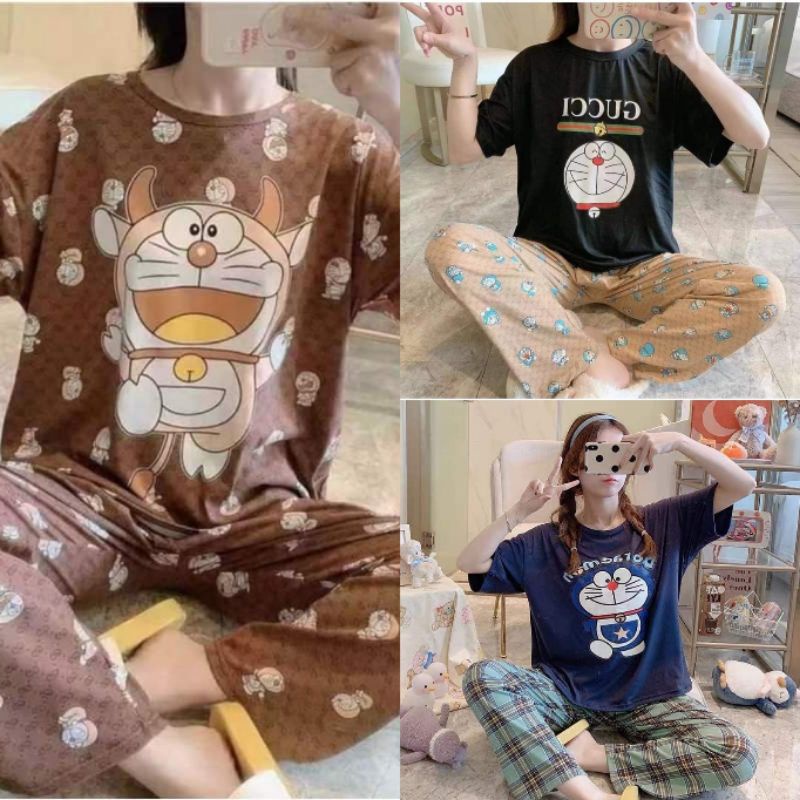 Doraemon Pajama Terno Sleepwear Set Pantulog For Adult Shopee Philippines 