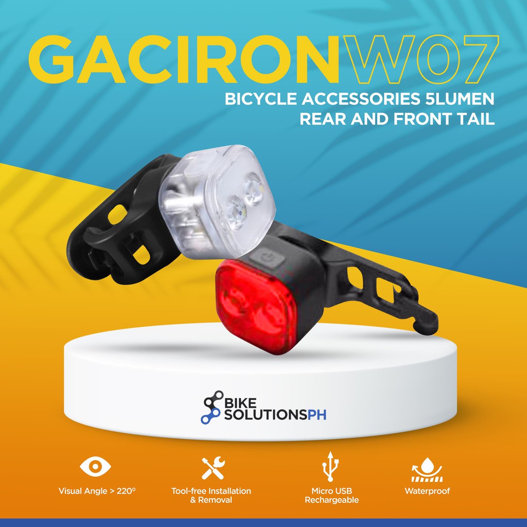 Gaciron W07 bicycle accessories 5lumen rear and front tail bike led