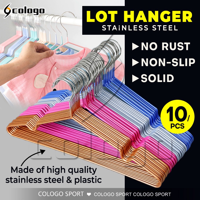 【Cologo】 10PCS Stainless Hanger For children Kid NonSlip Clothes Small