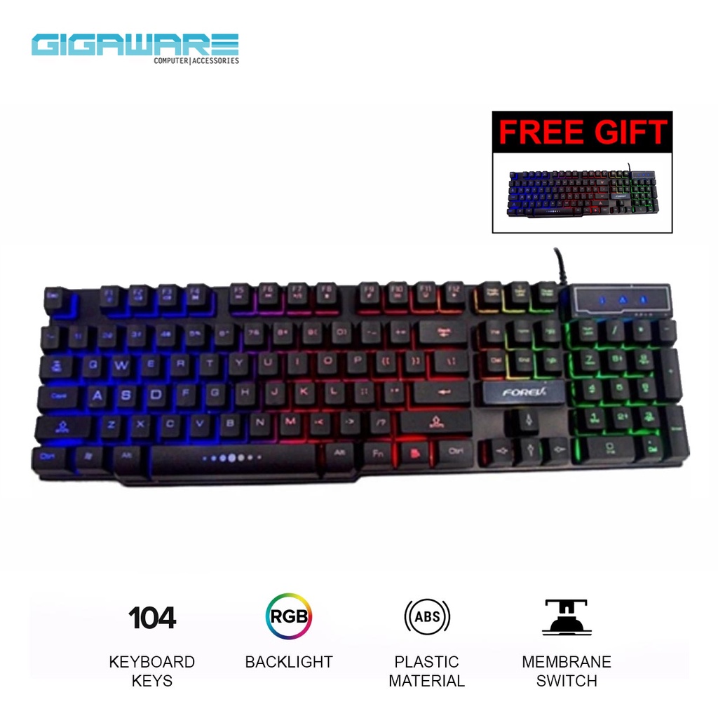 Gigaware FOREV FVQ1S 3Color Backlight LED Lights Gaming Keyboard (Buy