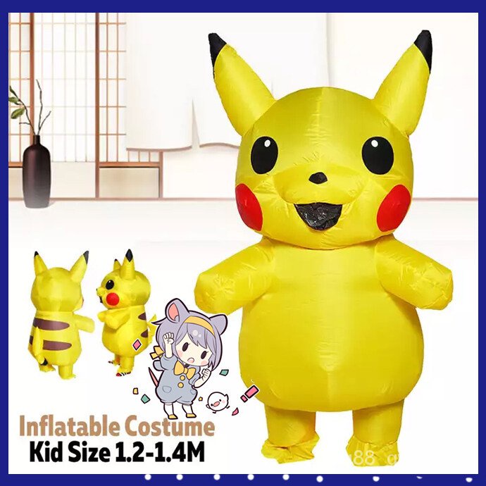 Kids Toy Inflatable Pikachu Costumes Cosplay Pokémon Mascot Costume for