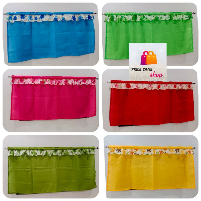 ️Prince Zane ️ Plain with printed raffles half/lababo curtain 60x27 ...