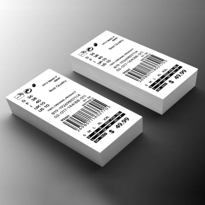 Hang tag Clothes label Size 3x7 bonus Rope, hangtag barcode Box hitpak