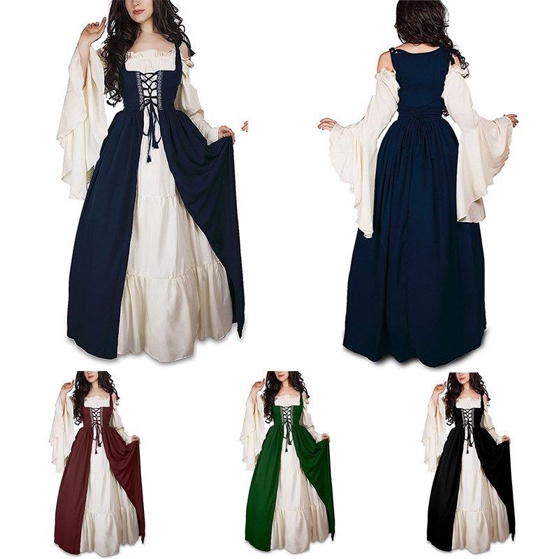 Women's Vintage Renaissance Cosplay Costume Medieval Dress Halloween ...