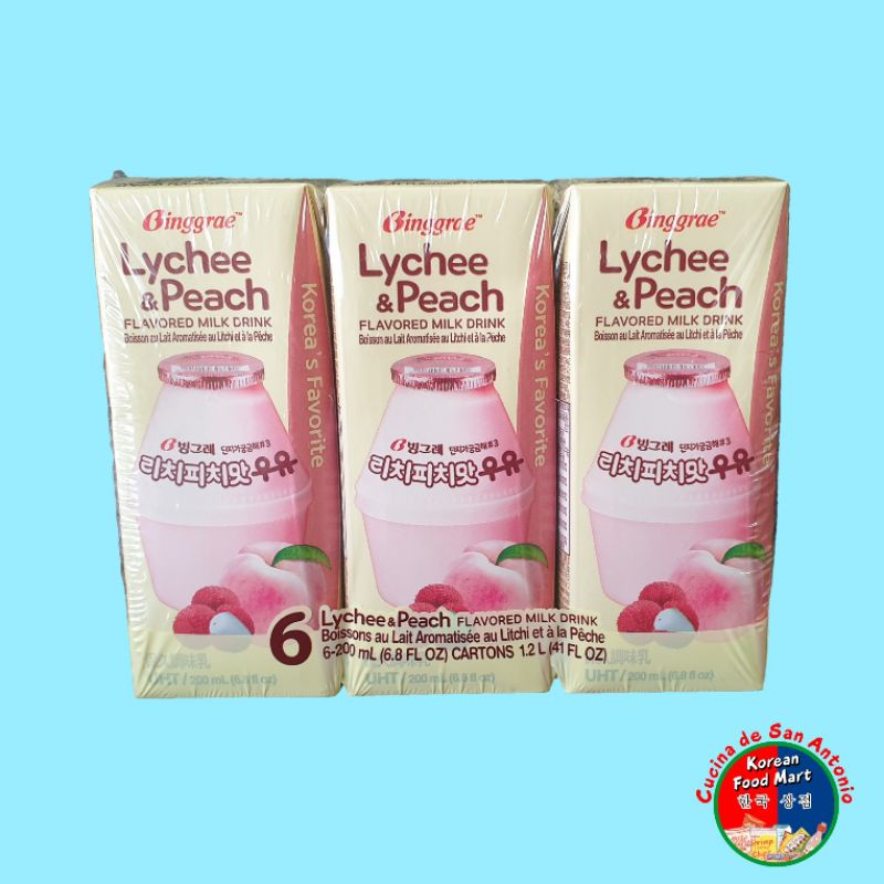 BINGGRAE LYCHEE & PEACH MILK (200ml X 6) | Shopee Philippines