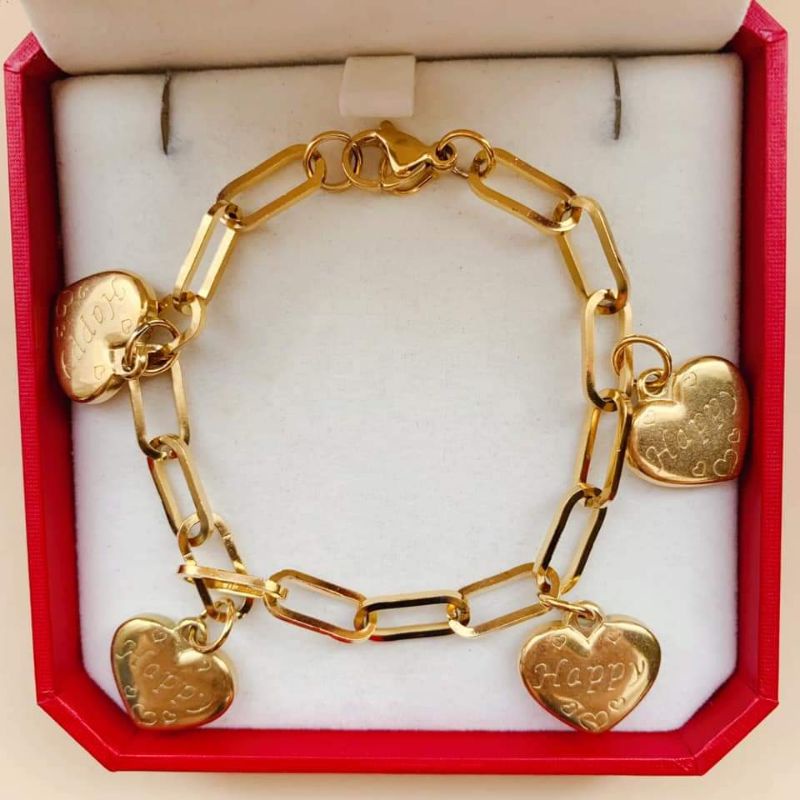 HEART GRAIN gold jewelry bracelet for women's 100% Stainless Steel Non ...