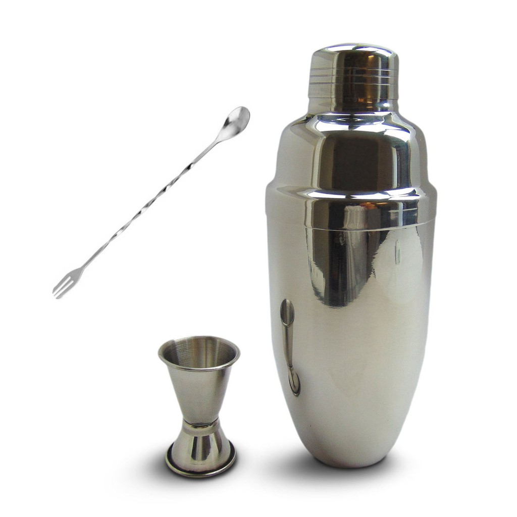 Cocktail Shaker Set Stainless Shaker 500ml, Plastic Jigger, 10