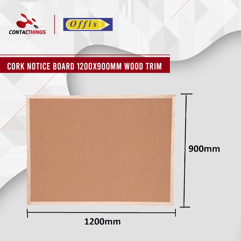OFFIS Cork Notice Board 1200x900mm Wood Frame (Self Retracting