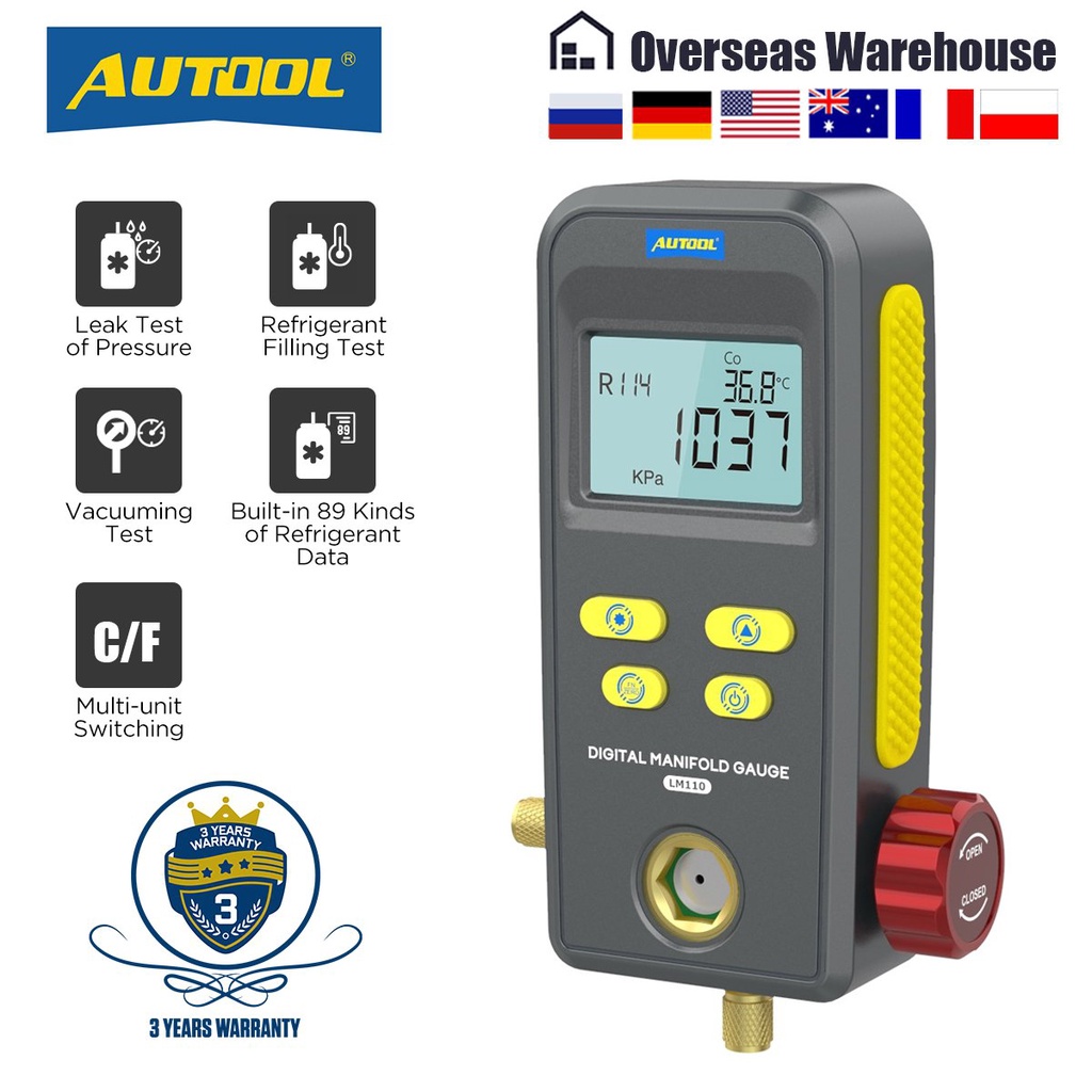 AUTOOL LM110 Digital Manifold Meter Air Conditioner Refrigerant Leak