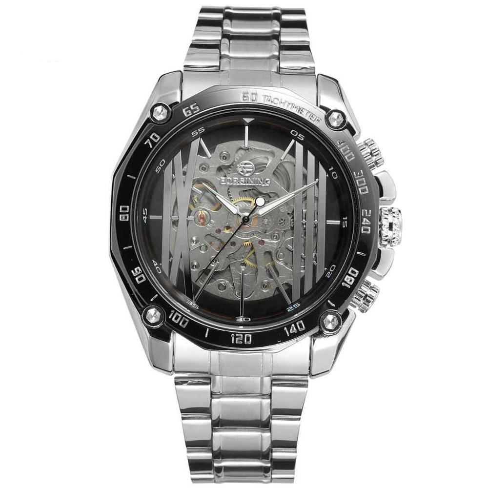 Forsining TM427 Men Hollow Steel Band Mechanical Watch