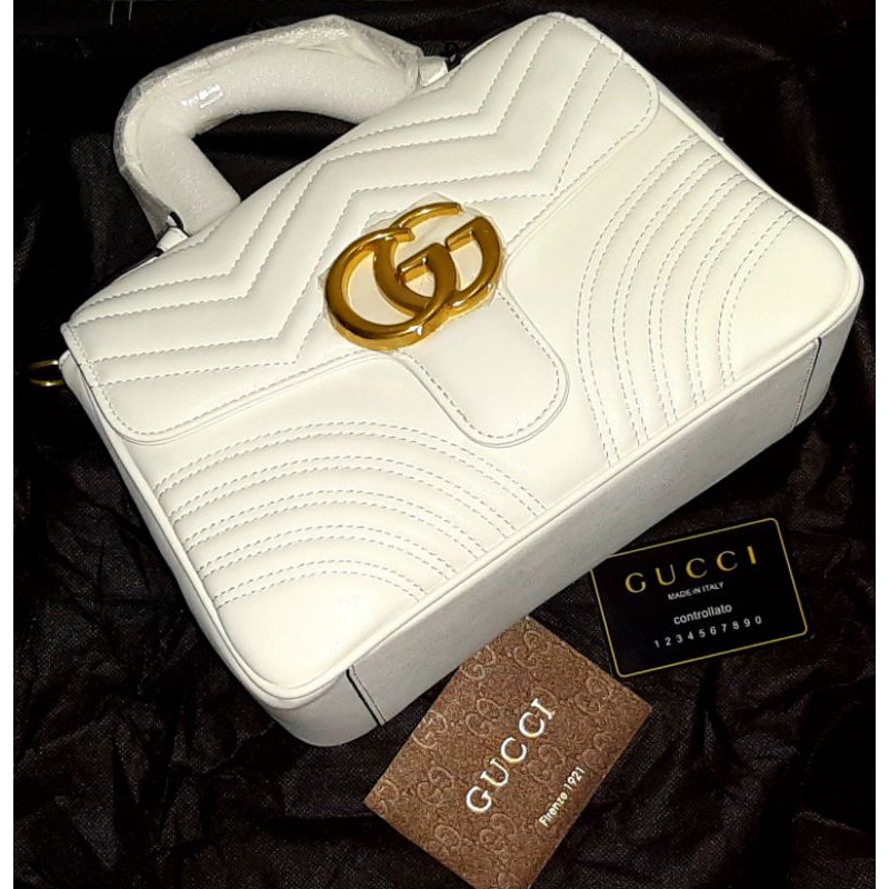 Gucci white sling bag hot sale