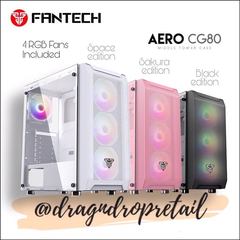 FANTECH CG80 AERO Sakura Edition Mid Tower Gaming Desktop PC Case with ...