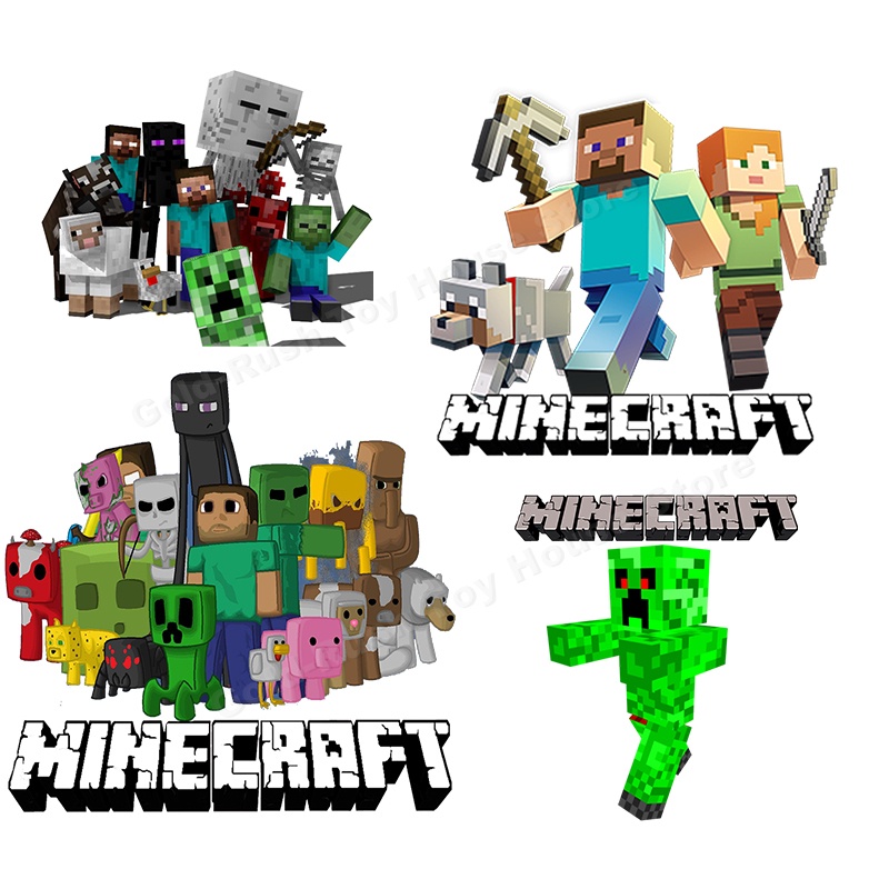 Minecraft cartoon heat transfer sticker DIY clothing hat backpack ...