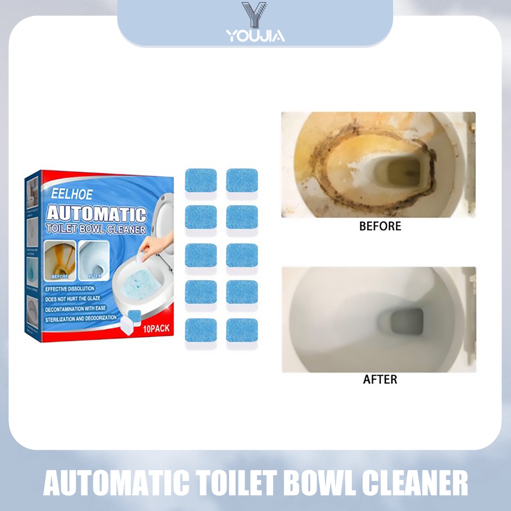 EELHOE Toilet Cleaning Tablets Flush Deodorizes Automatic Bleach Toilet