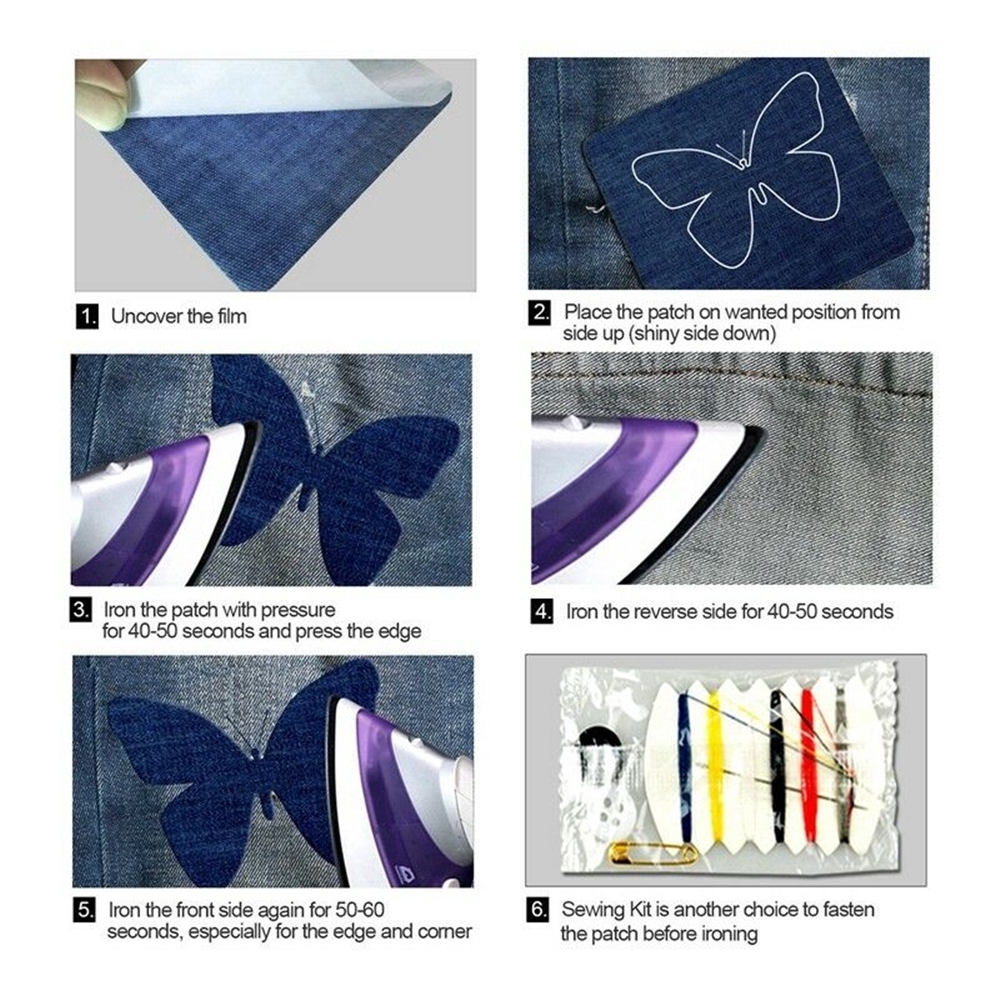 20PCS Fashion DIY Iron on Denim Fabric Patches Clothing Jeans Repair ...