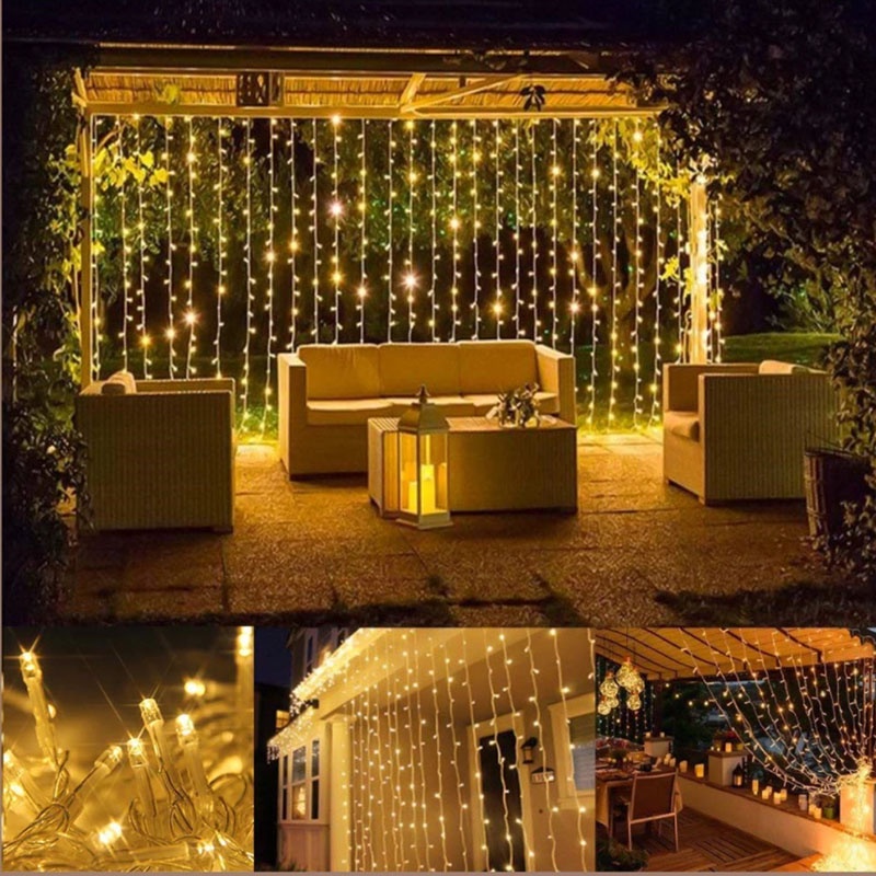 Home Outdoor Holiday Christmas Decorative Wedding String Fairy Curtain Garlands Strip Party Lights