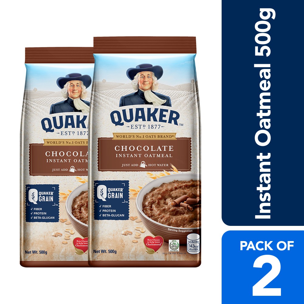 Quaker Flavored Oatmeal Chocolate 500g (Pack of 2) Shopee Philippines
